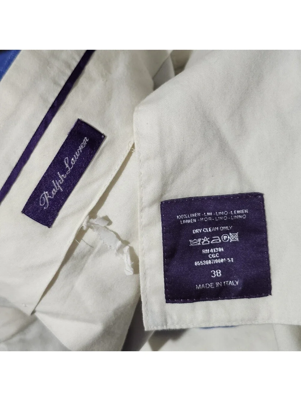 Ralph Lauren Purple Label Pleated 100% Linen Trousers Pants Italy Summer 38x30